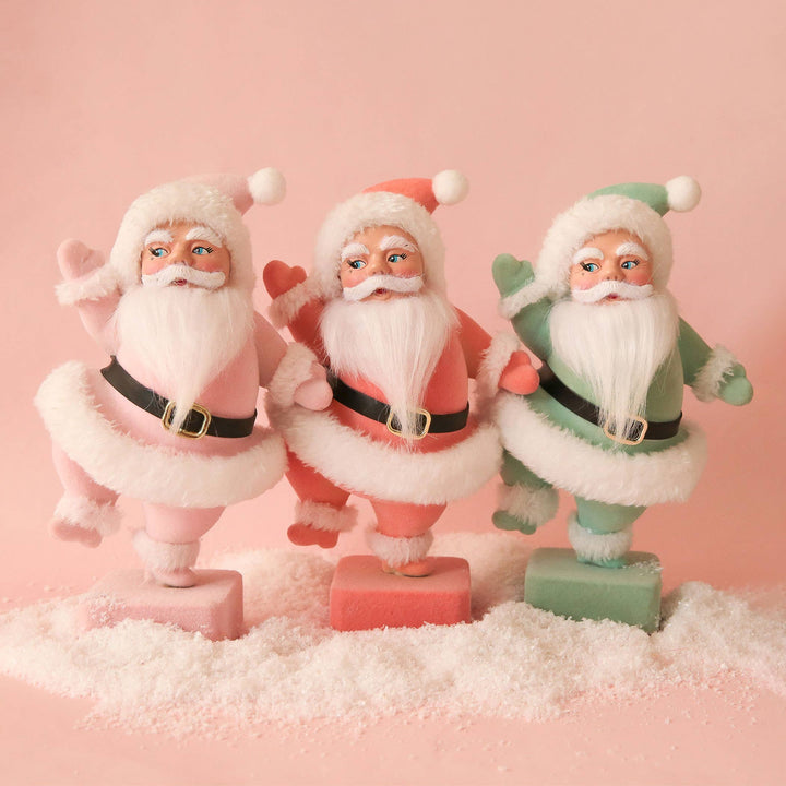 Dancing Flocked Dancing Santa | Pink Sunshine Studios Bonjour Fete - Party Supplies