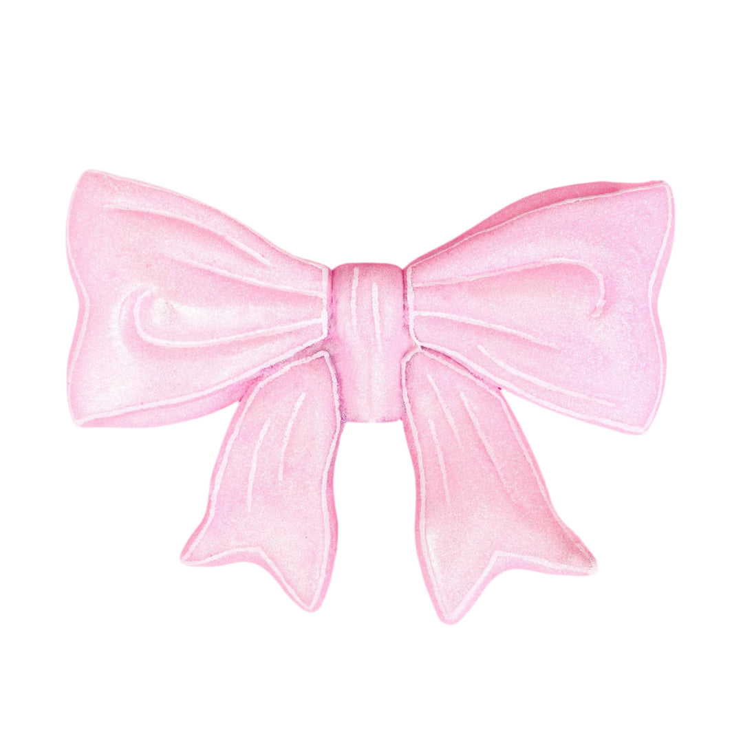 PINK GLITTER BOW CHRISTMAS TREE TOPPER Rock Paper Scissors Tree Topper Bonjour Fete - Party Supplies