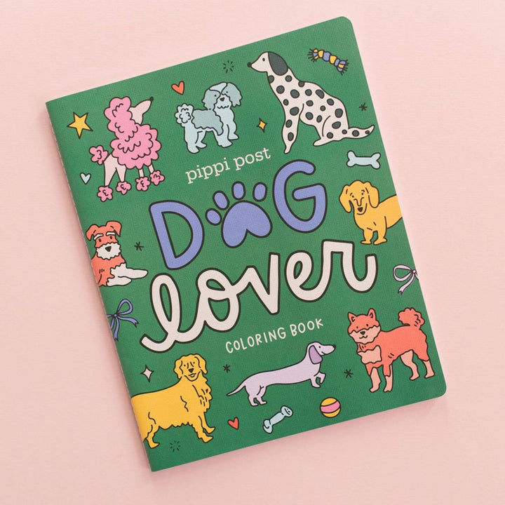 Dog Lover coloring book on a pink background, 40 pages of dogs for kids' birthday gifts