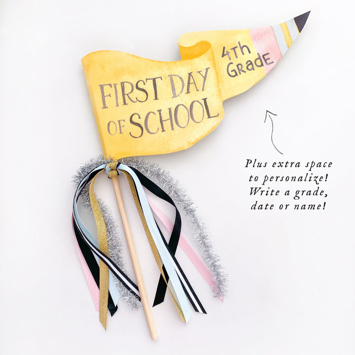 First Day of School Party Pennant Cami Monet Party Pennants First Day of School Party Pennant Bonjour Fete - Party Supplies