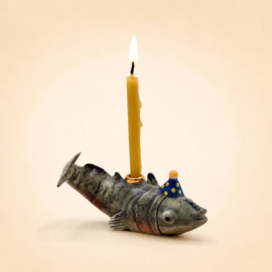 Fish Cake Topper | Porcelain Party Animal | Candle Holder