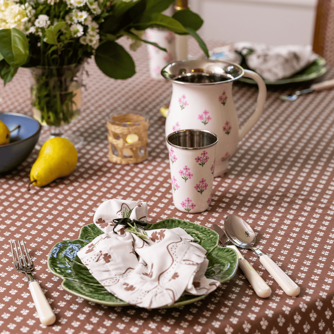 Pink Floral Tall Enamelware Tumblers - Set of 4