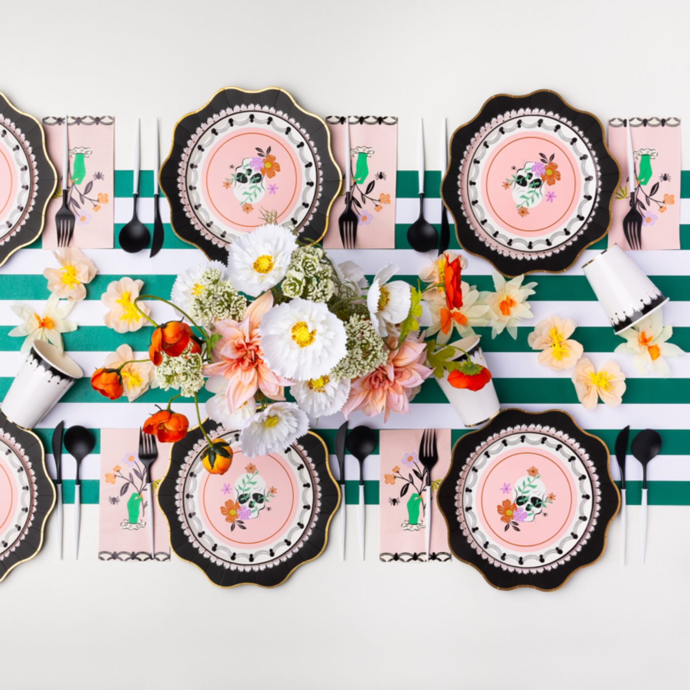 Floral Halloween Skulls & Spiders Guest Towels - Thumbnail 4