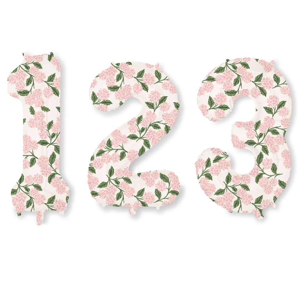 PINK HYDRANGEA NUMBER FOIL BALLOON Rifle Paper Co Balloon PINK HYDRANGEA NUMBER FOIL BALLOON Bonjour Fete - Party Supplies