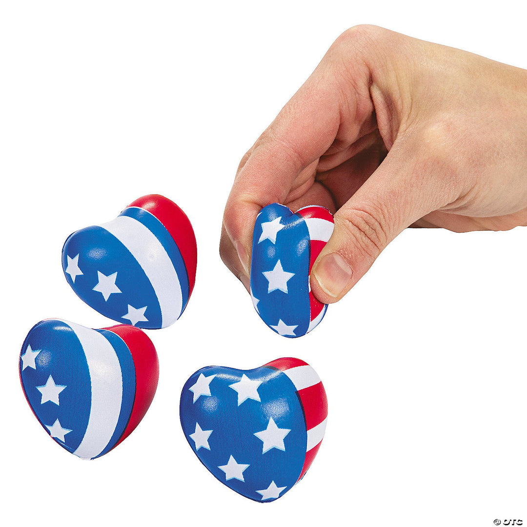 PATRIOTIC HEART MINI STRESS TOY Fun Express 4th of July PATRIOTIC HEART MINI STRESS TOY Bonjour Fete - Party Supplies