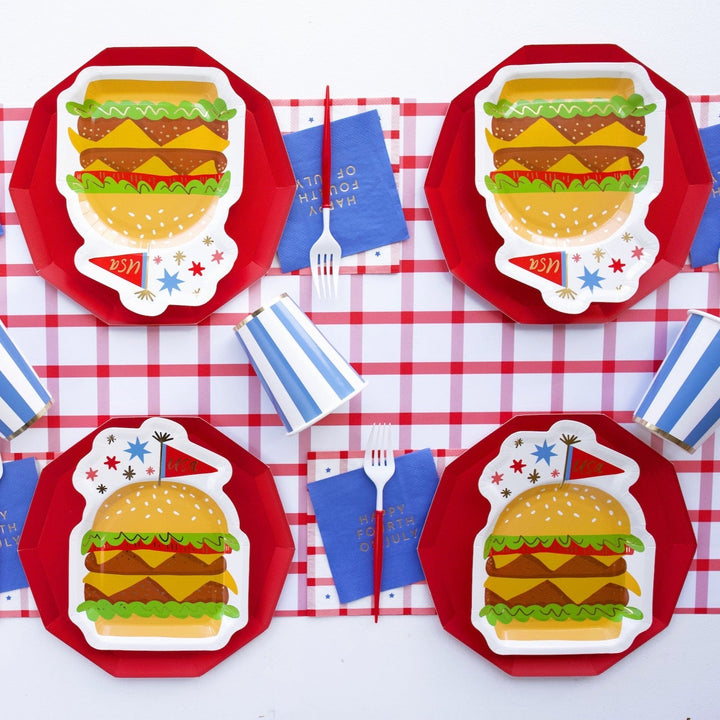 CHERRY RED SIGNATURE LARGE PLATES Bonjour Fete Plates CHERRY RED SIGNATURE LARGE PLATES Bonjour Fete - Party Supplies