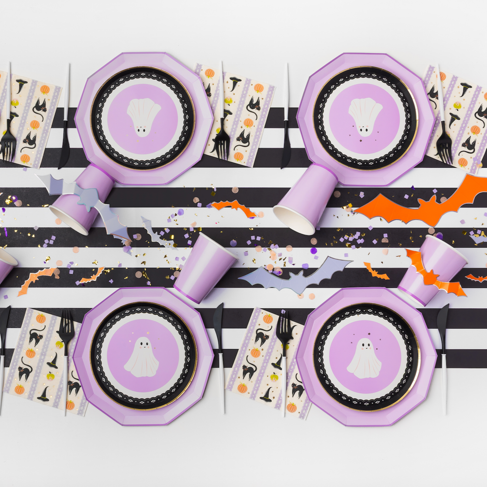 BLACK NOIR SIGNATURE CABANA STRIPE TABLE RUNNER Bonjour Fête Table Covers & Placemats BLACK NOIR SIGNATURE CABANA STRIPE TABLE RUNNER Bonjour Fete - Party Supplies