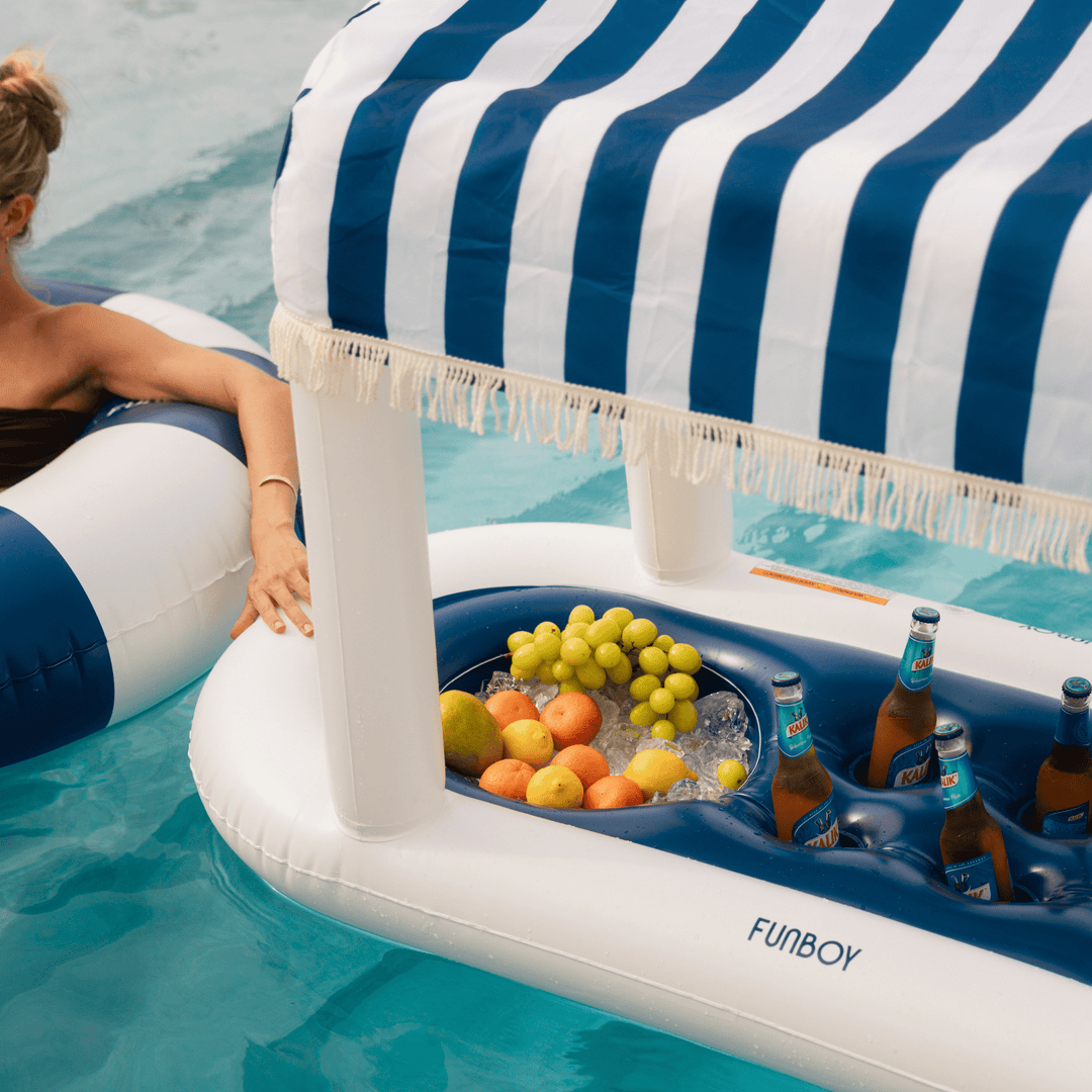 Inflatable Pool Bar, Navy Cabana Stripe