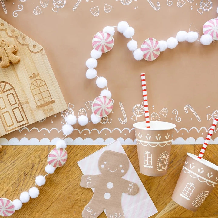 Gingerbread Reusable Straws Bonjour Fete Party Supplies Christmas Holiday Party Supplies