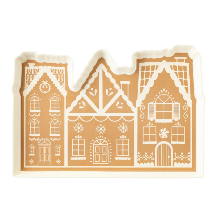 Gingerbread House Shaped Melamine Tray Bonjour Fete Party Supplies Christmas Holiday Kitchen and Entertaining