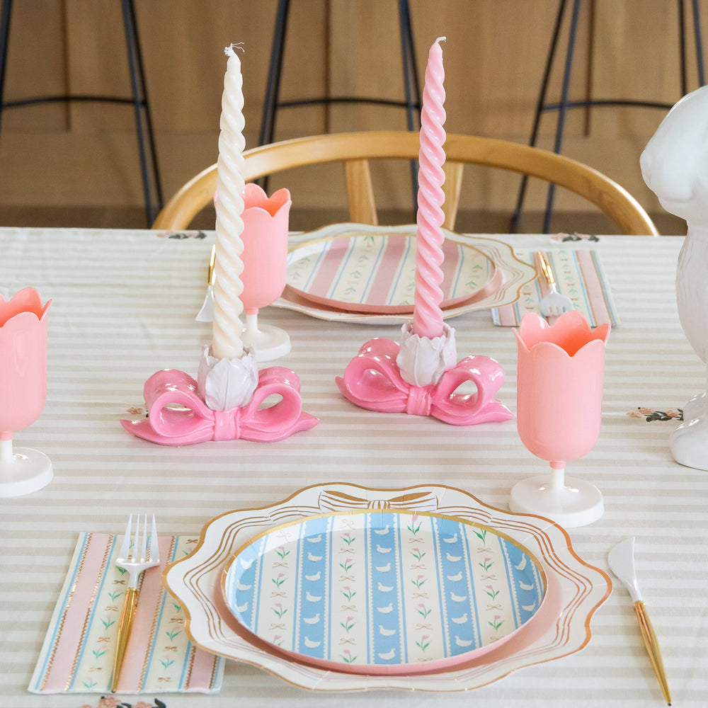 PINK TWISTED TAPER CANDLES Paddywax Home Candles PINK TWISTED TAPER CANDLES Bonjour Fete - Party Supplies