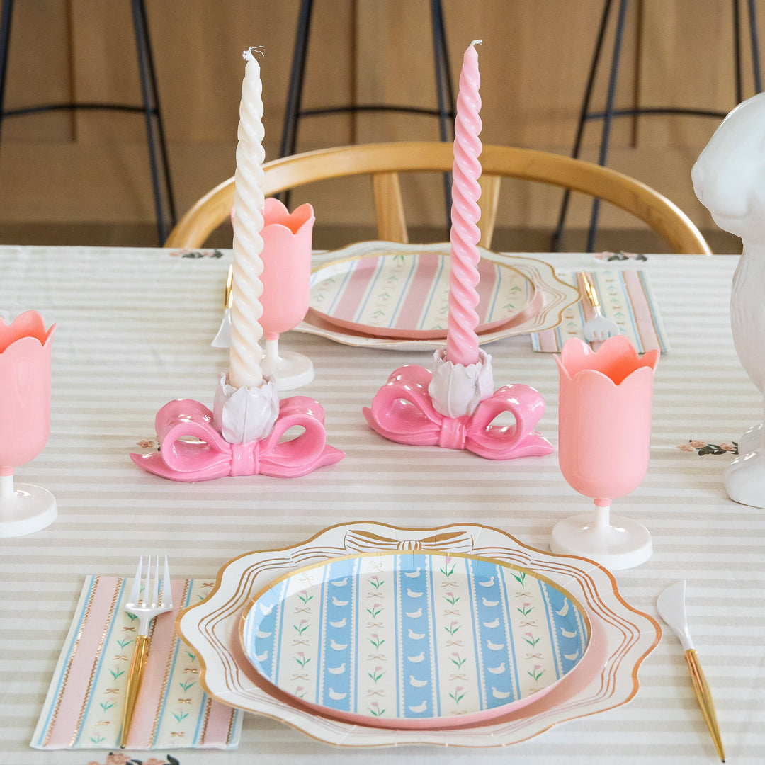PINK TWISTED TAPER CANDLES Paddywax Home Candles PINK TWISTED TAPER CANDLES Bonjour Fete - Party Supplies
