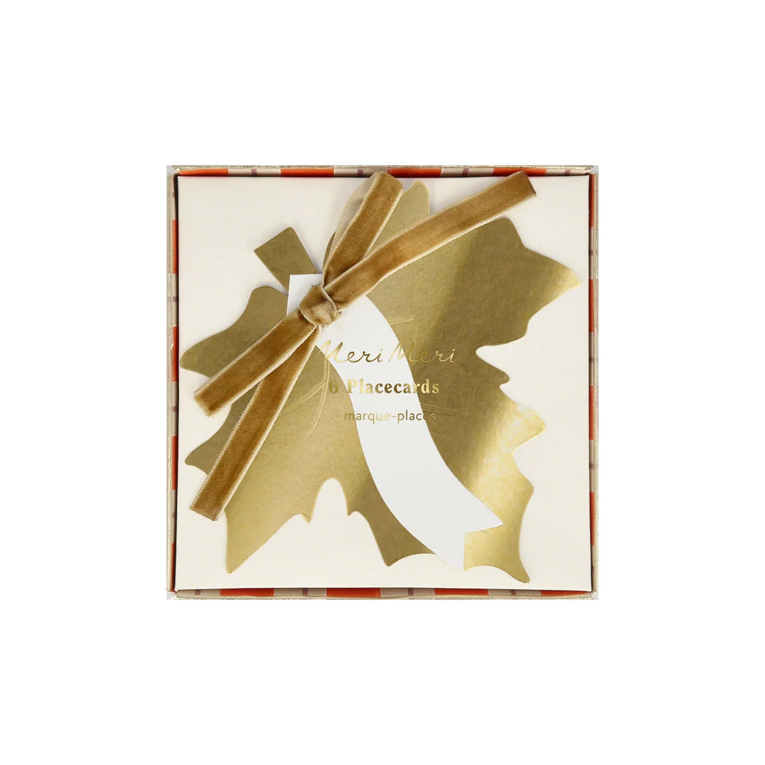 Gold Leaf Bow Place Card