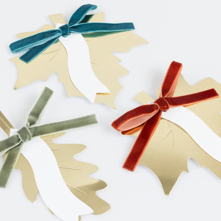 Gold Leaf Bow Place Card