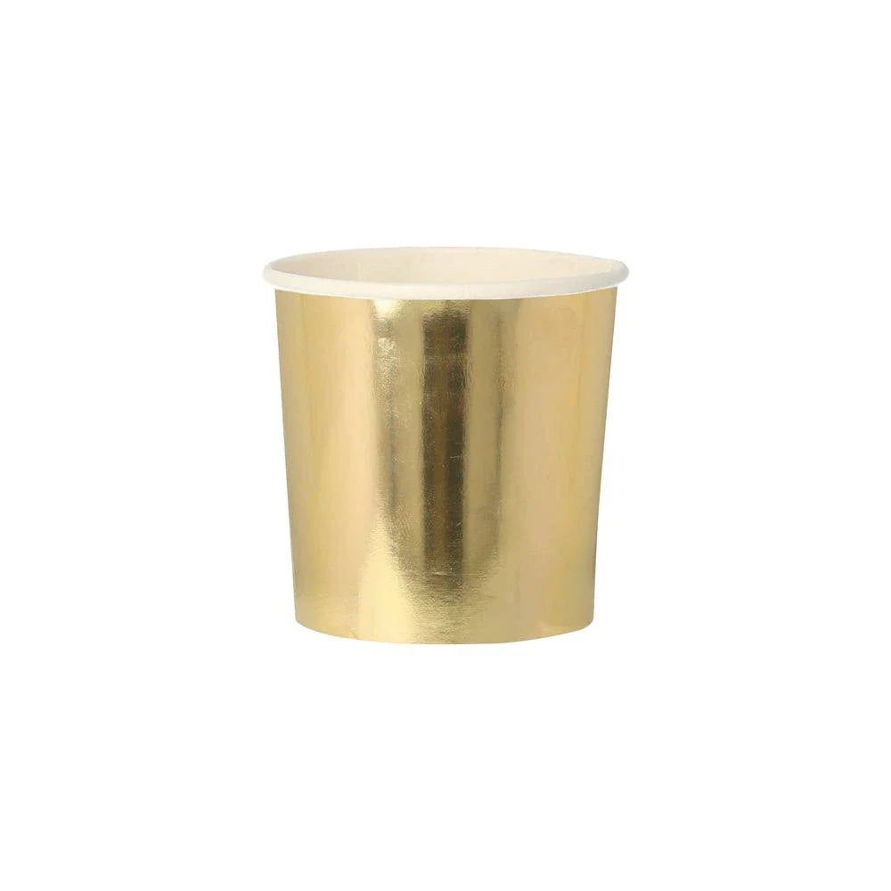 GOLD METALLIC TUMBLER PAPER CUPS Meri Meri Cups Bonjour Fete - Party Supplies