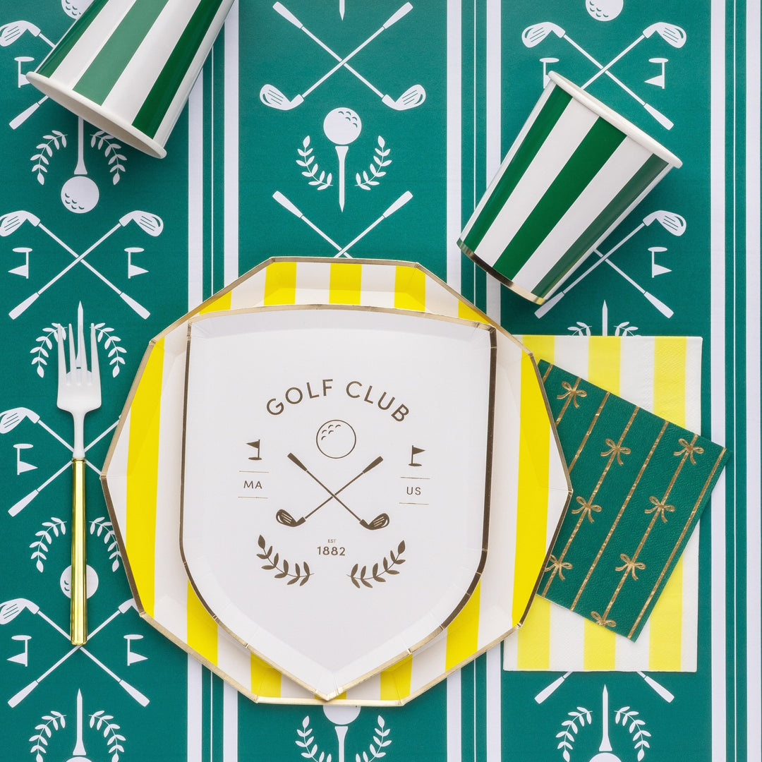 SOLEIL YELLOW SIGNATURE CABANA STRIPE PLATES Bonjour Fete Plates SOLEIL YELLOW SIGNATURE CABANA STRIPE PLATES Bonjour Fete - Party Supplies