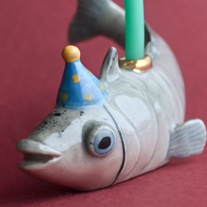 Fish Cake Topper | Porcelain Party Animal | Candle Holder