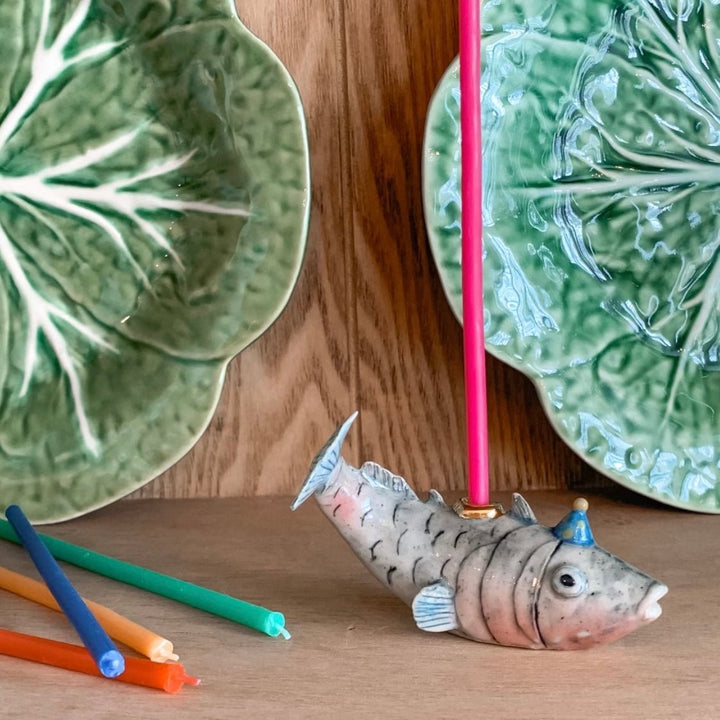 Fish Cake Topper | Porcelain Party Animal | Candle Holder