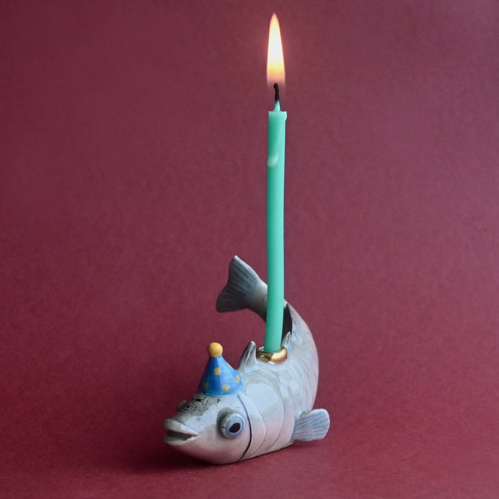 Fish Cake Topper | Porcelain Party Animal | Candle Holder