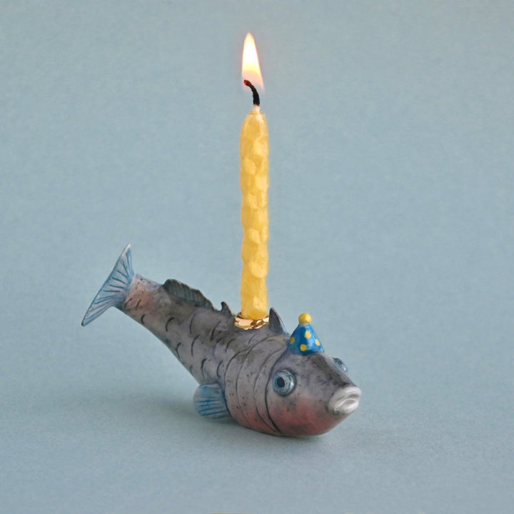 Fish Cake Topper | Porcelain Party Animal | Candle Holder