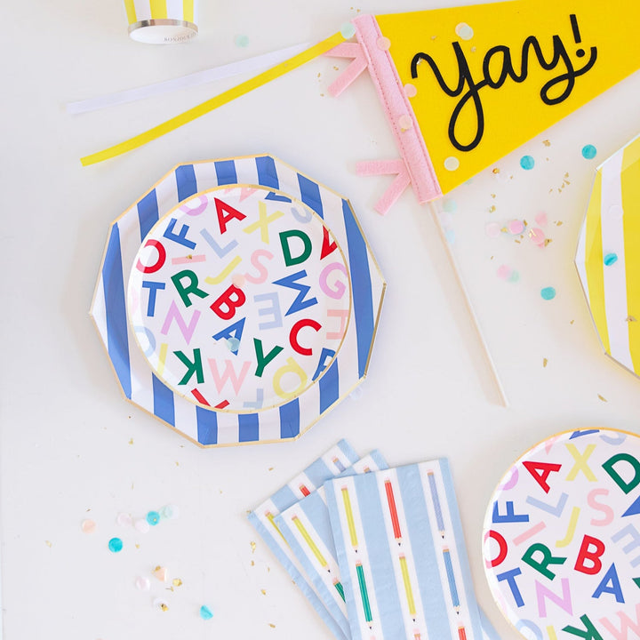 ALPHABET SOUP SMALL PLATES Bonjour Fete Plates ALPHABET SOUP SMALL PLATES Bonjour Fete - Party Supplies