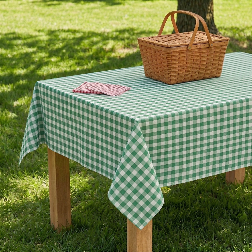 GREEN GINGHAM PAPER TABLECLOTH - Bonjour Fête 