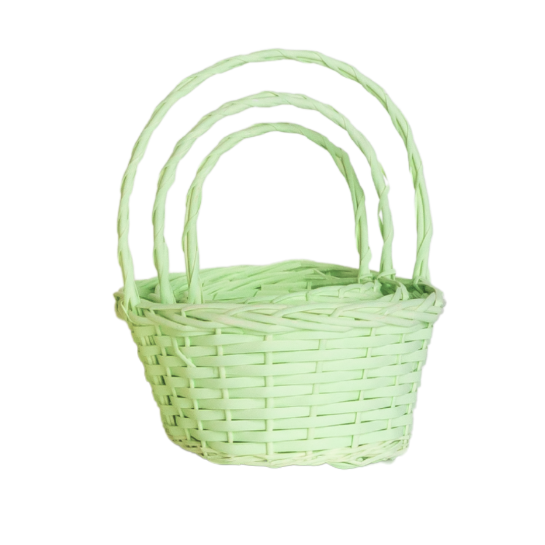 GREEN WICKER EASTER BASKET One Hundred 80 Degrees Easter Baskets GREEN WICKER EASTER BASKET Bonjour Fete - Party Supplies