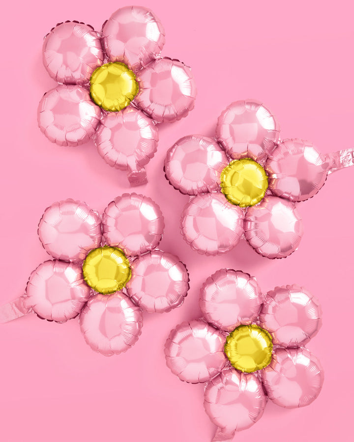 Flower foil balloons styled together