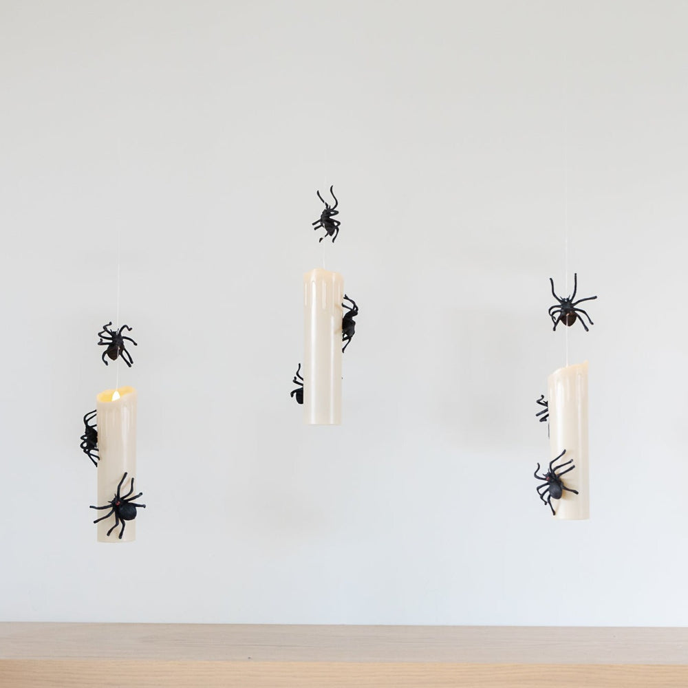 HANGING SPIDER CANDLES DECORATION SET The Gerson Companies Bonjour Fete - Party Supplies