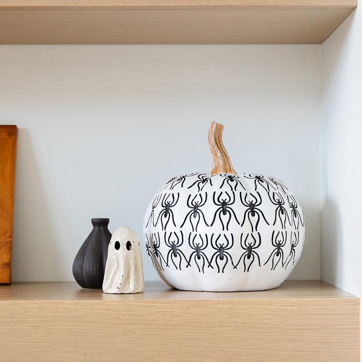 BLACK AND WHITE SPIDER PUMPKINS K&K Interiors Halloween Home Decor Bonjour Fete - Party Supplies