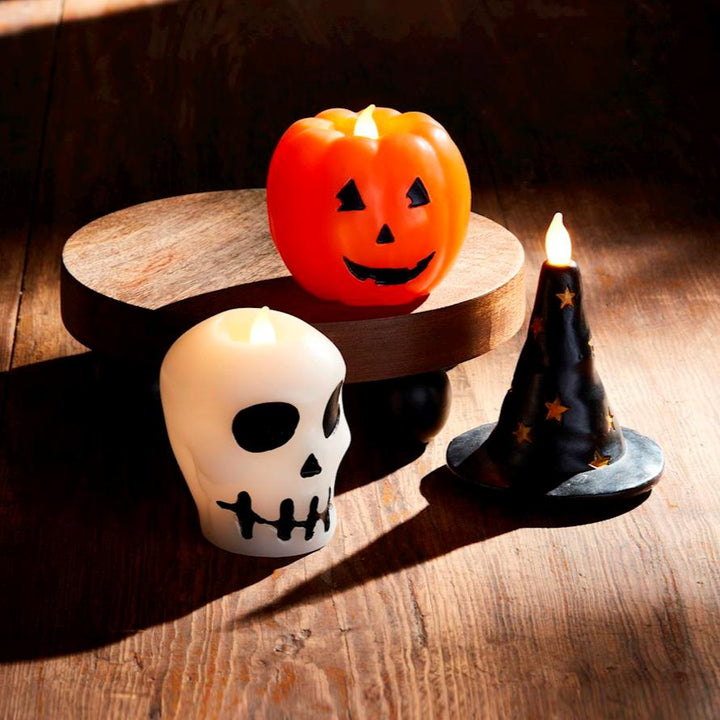 HALLOWEEN FLAMELESS CANDLE Mud Pie Halloween Home Decor Bonjour Fete - Party Supplies