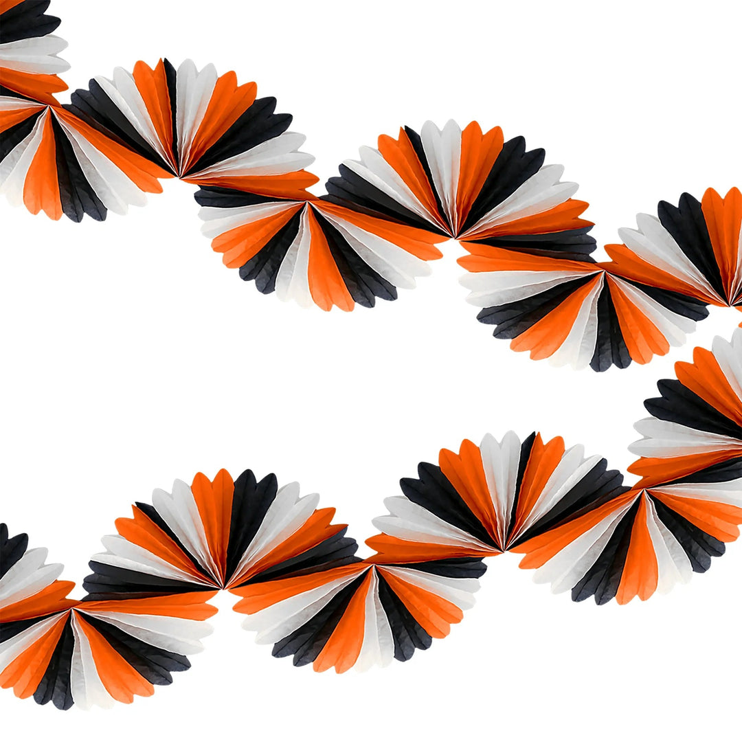 BLACK & ORANGE STRIPE HONEYCOMB GARLAND Meri Meri Bonjour Fete - Party Supplies