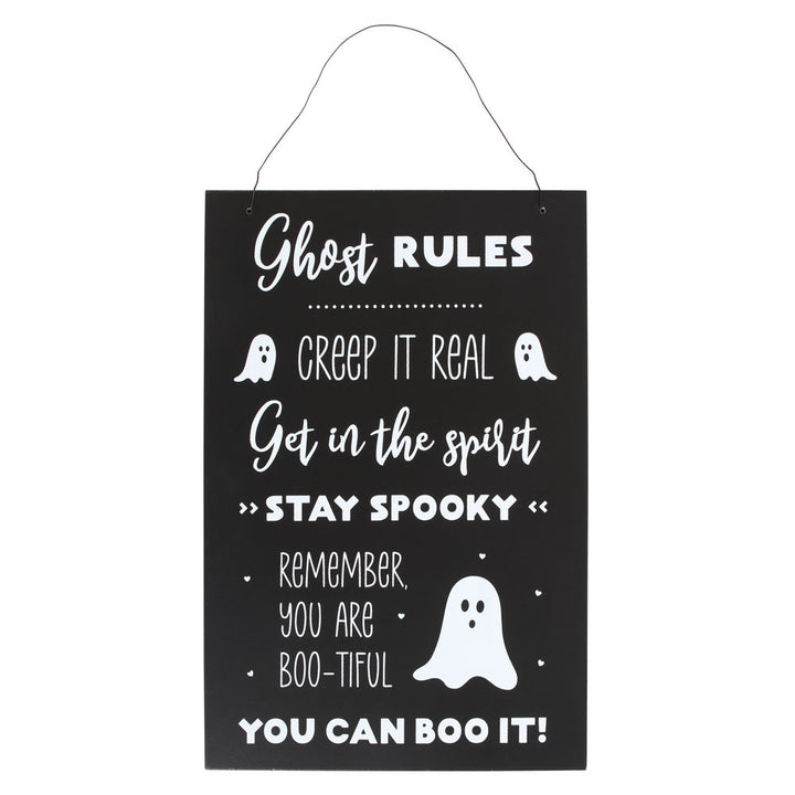Ghost Rules Hanging Sign Bonjour Fete Party Supplies Halloween Home Decor
