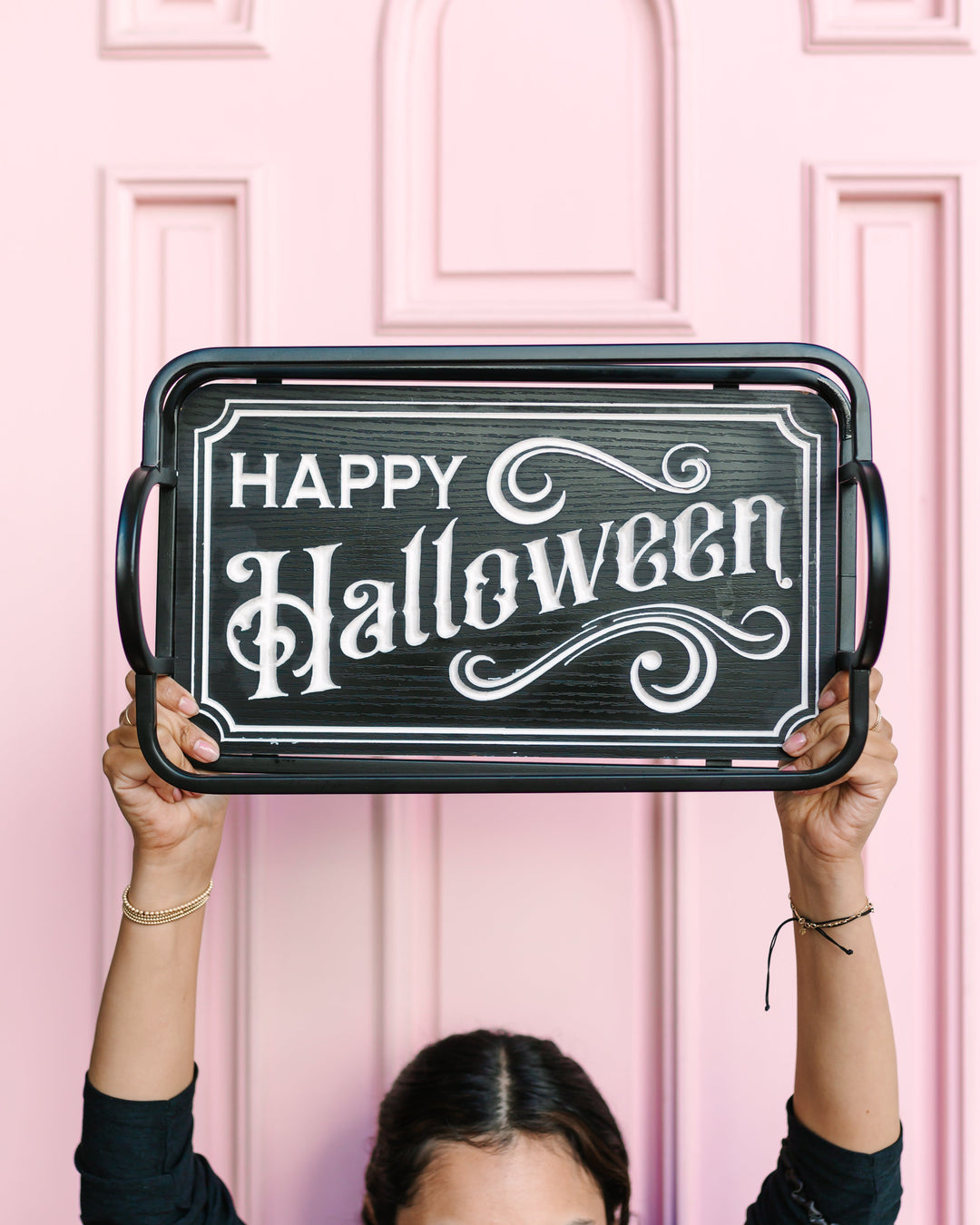 WOOD & METAL HALLOWEEN ENGRAVED TRAY The Gerson Companies Halloween Home Decor Bonjour Fete - Party Supplies