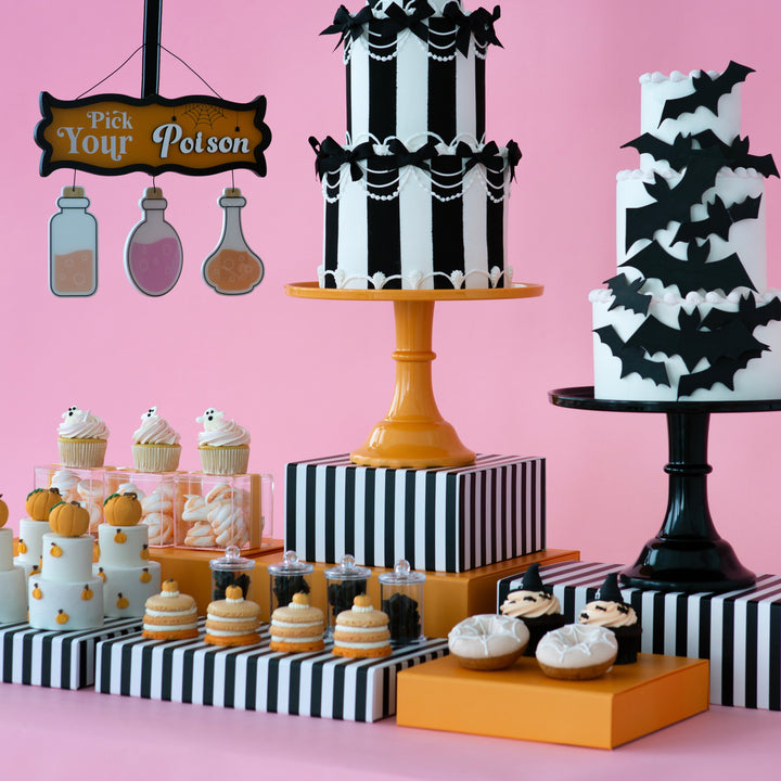 Black Striped Riser for Desserts- Bonjour Fete Party Supplies