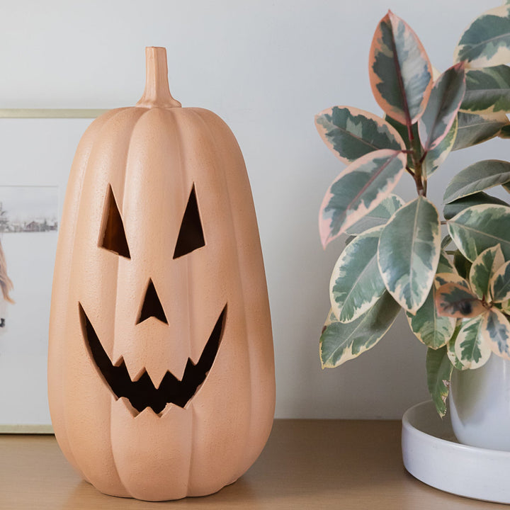 TERRACOTTA JACK-O-LANTERN DECORATION Allstate Floral Halloween Home Decor TERRACOTTA JACK-O-LANTERN DECORATION Bonjour Fete - Party Supplies