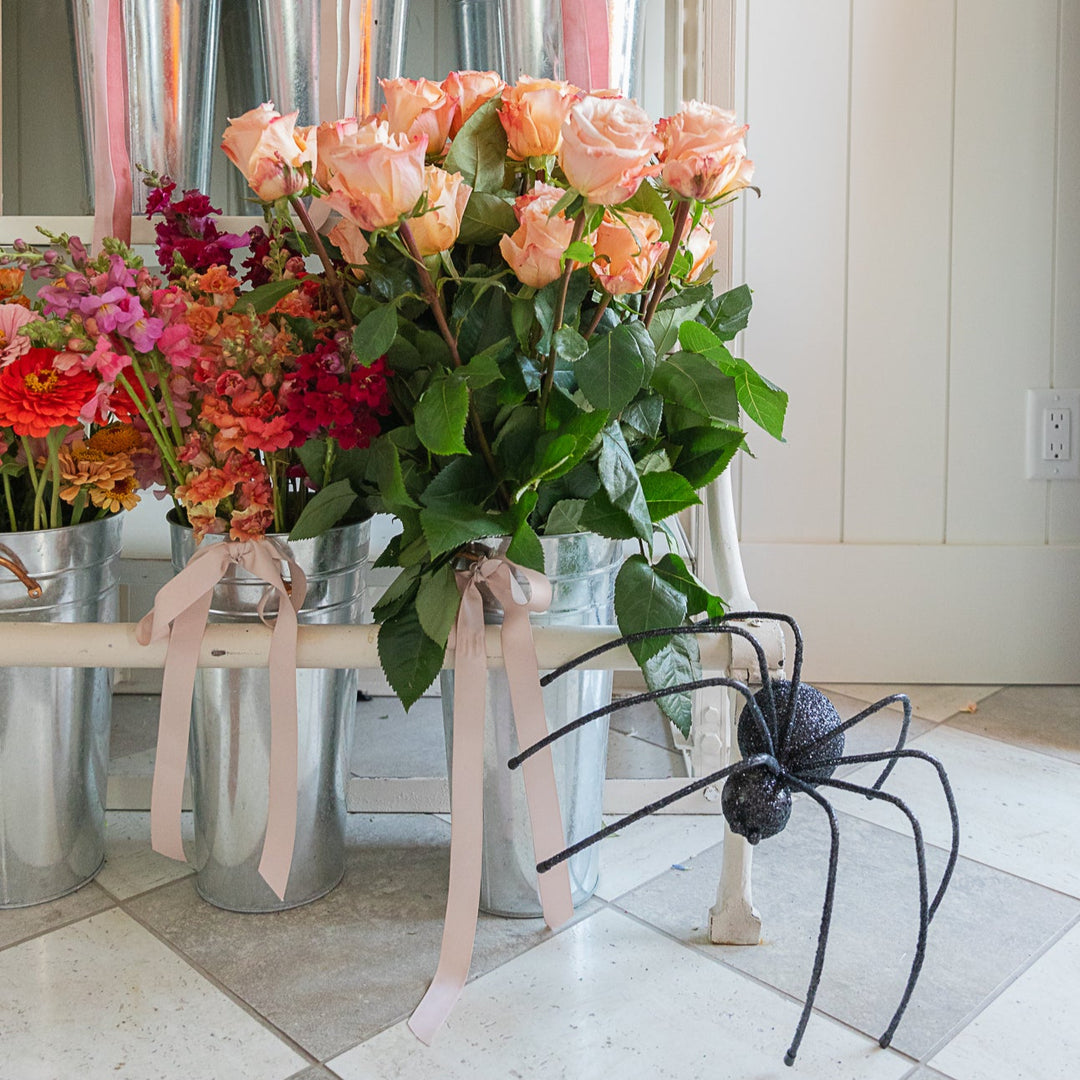 BLACK GLITTER SPIDER DECORATION Allstate Floral Halloween Home Decor BLACK GLITTER SPIDER DECORATION Bonjour Fete - Party Supplies