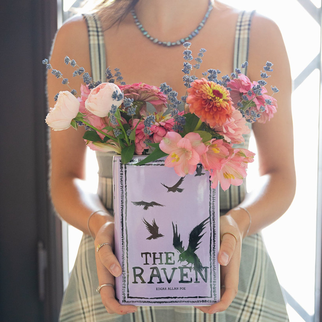 THE RAVEN LARGE BOOK VASE Steel Mill and Co. Halloween Home Decor THE RAVEN LARGE BOOK VASE Bonjour Fete - Party Supplies