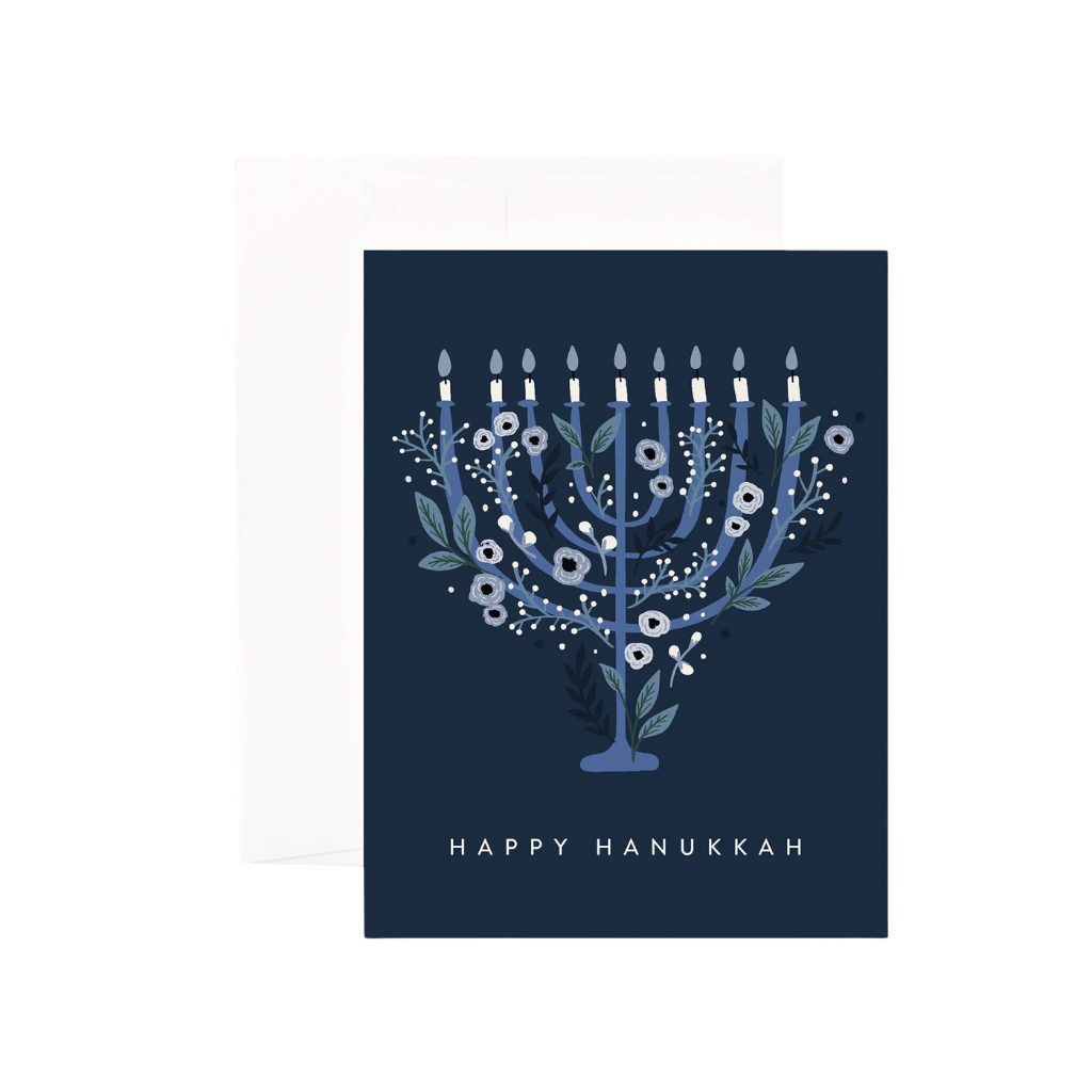 FLORAL MENORAH CARD Modern Mitzvah Hanukkah Bonjour Fete - Party Supplies