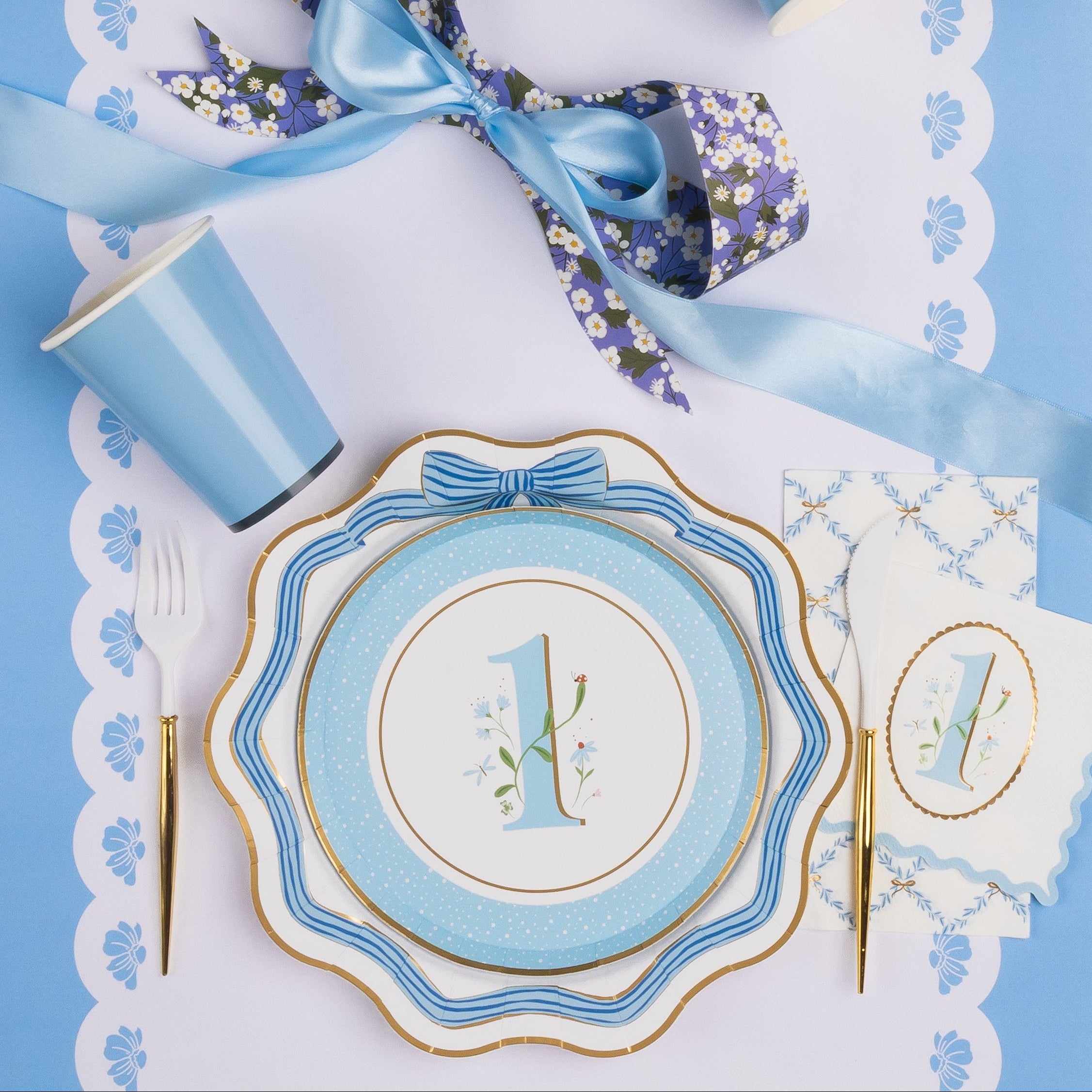 Sky Blue Trellis Guest Towels - Thumbnail 5