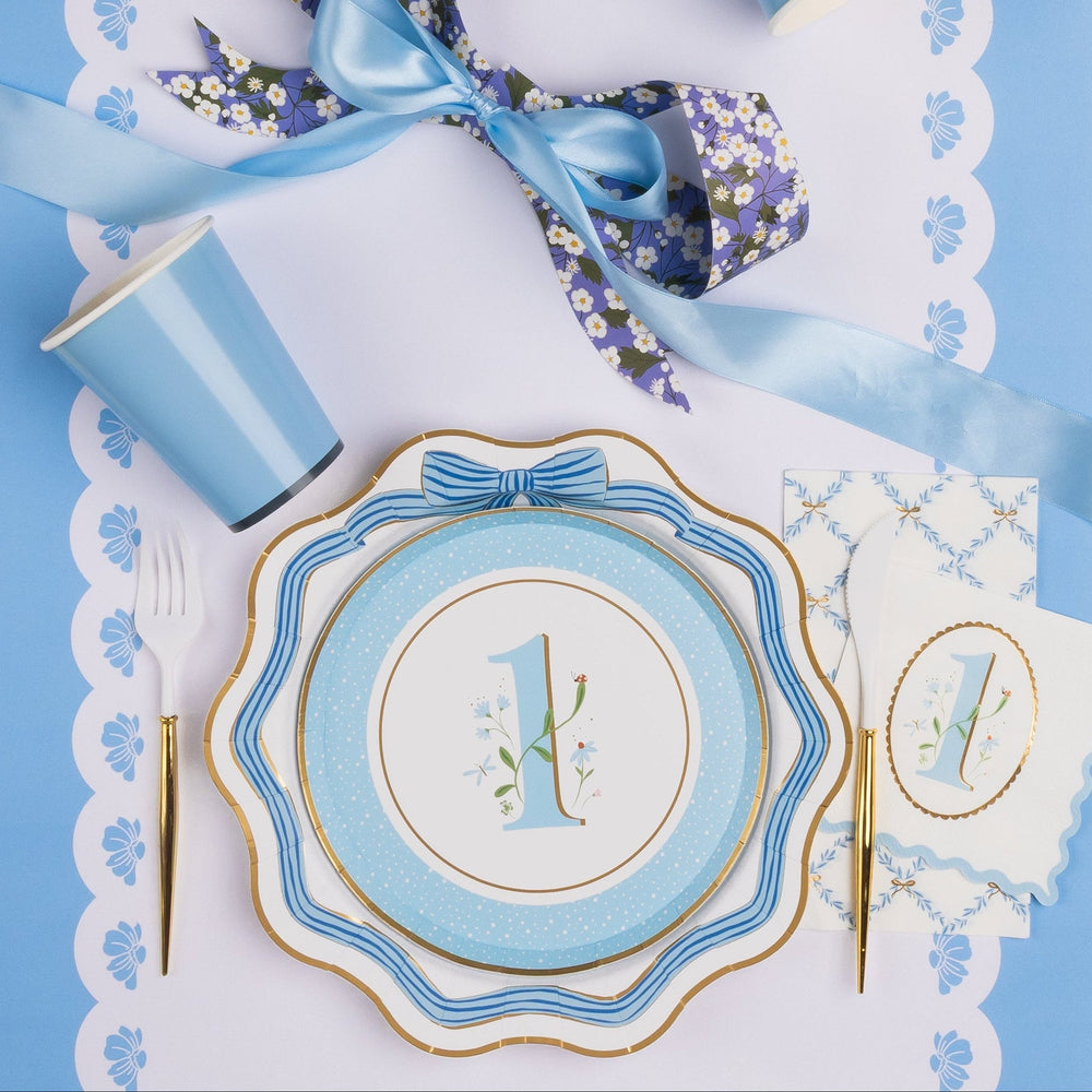SKY BLUE TRELLIS GUEST TOWELS Bonjour Fete Napkins SKY BLUE TRELLIS GUEST TOWELS Bonjour Fete - Party Supplies