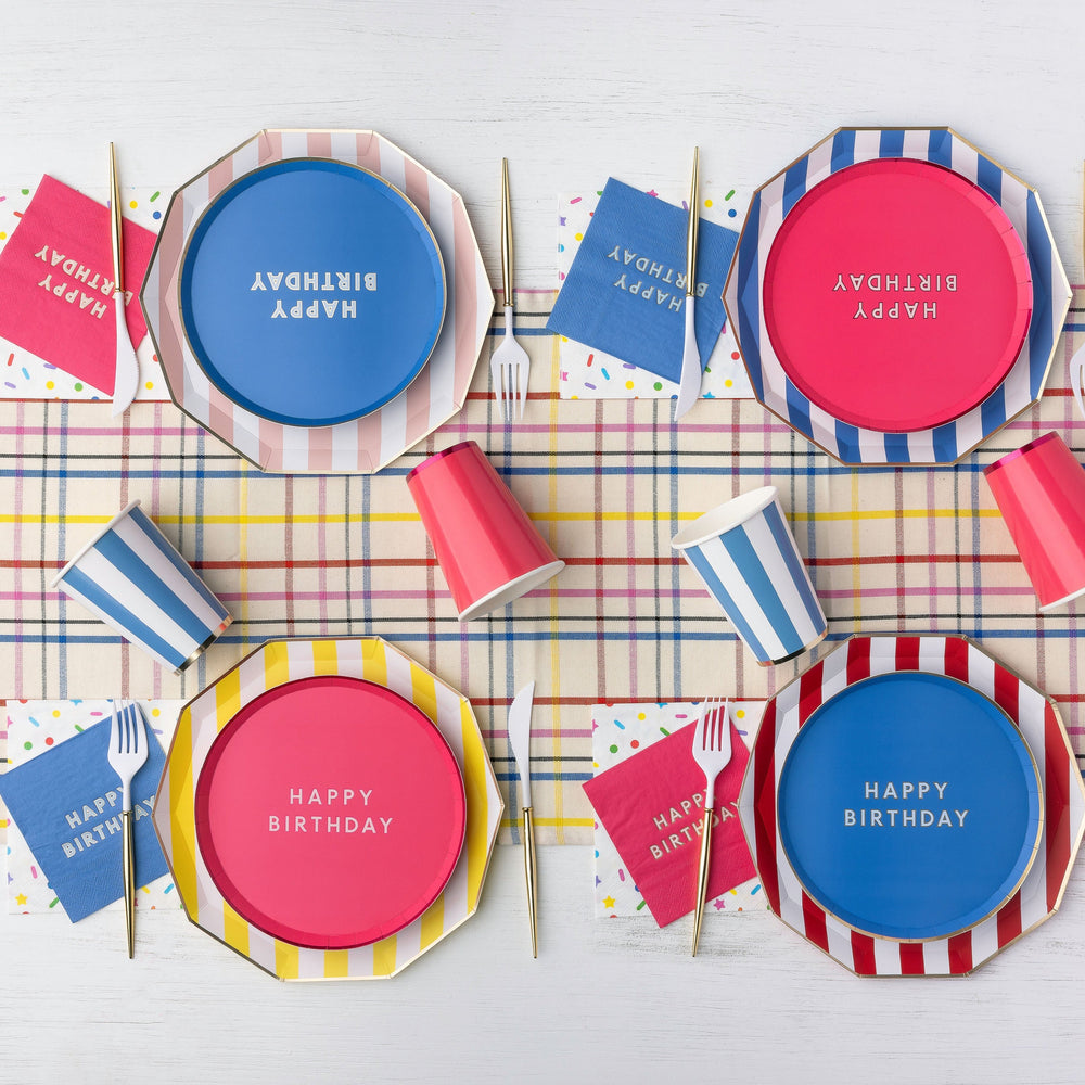 PALISADES BLUE SIGNATURE HAPPY BIRTHDAY COCKTAIL NAPKINS Bonjour Fete Napkins PALISADES BLUE SIGNATURE HAPPY BIRTHDAY COCKTAIL NAPKINS Bonjour Fete - Party Supplies