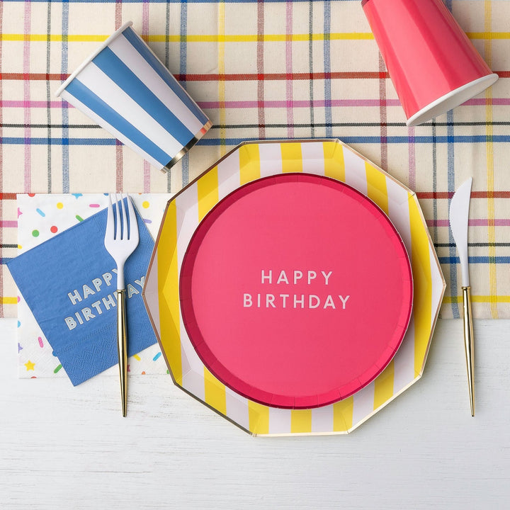 SOLEIL YELLOW SIGNATURE CABANA STRIPE PLATES Bonjour Fete Plates SOLEIL YELLOW SIGNATURE CABANA STRIPE PLATES Bonjour Fete - Party Supplies