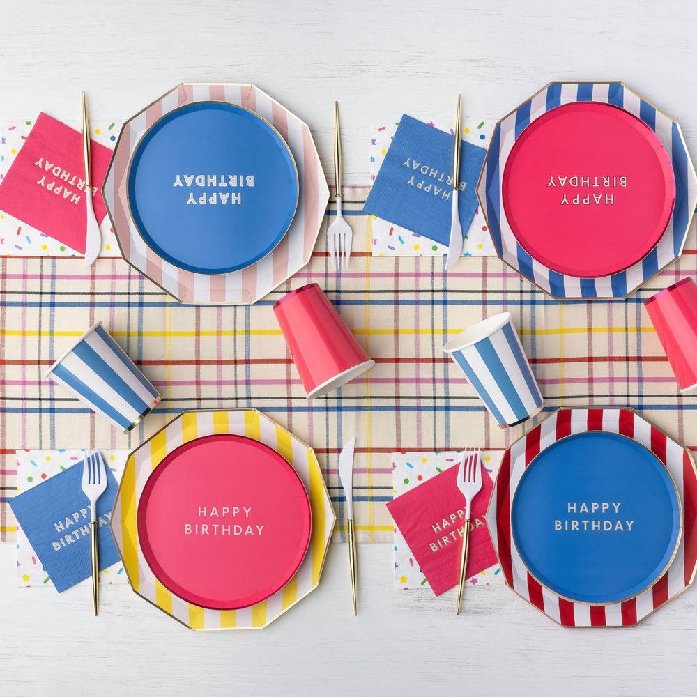 HAUTE PINK SIGNATURE HAPPY BIRTHDAY COCKTAIL NAPKINS Bonjour Fete Napkins HAUTE PINK SIGNATURE HAPPY BIRTHDAY COCKTAIL NAPKINS Bonjour Fete - Party Supplies