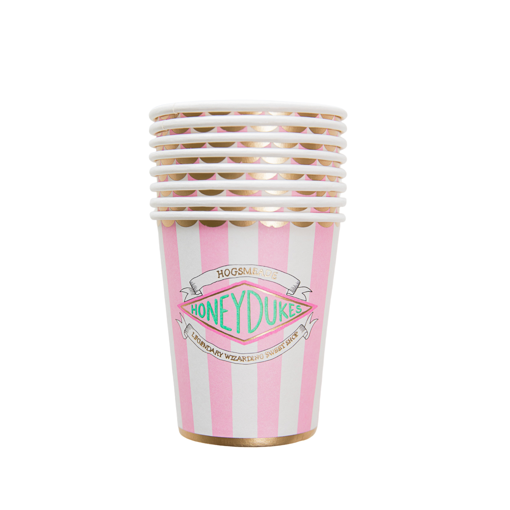 HARRY POTTER X BONJOUR FÊTE HONEYDUKES PINK STRIPE CUPS Bonjour Fete Cups Bonjour Fete - Party Supplies