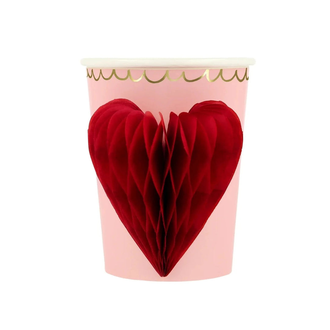 HEART HONEYCOMB CUPS Meri Meri Bonjour Fete - Party Supplies