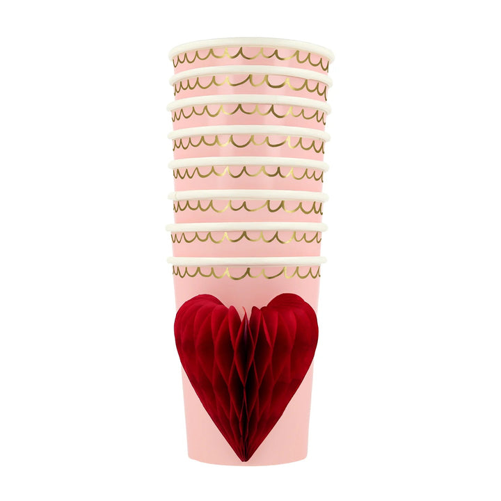 HEART HONEYCOMB CUPS Meri Meri Bonjour Fete - Party Supplies