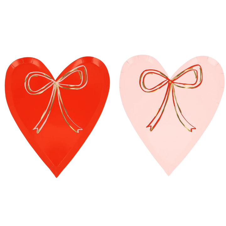 Heart With Bow Plates Bonjour Fete Party Supplies Valentine's Day Party Supplies
