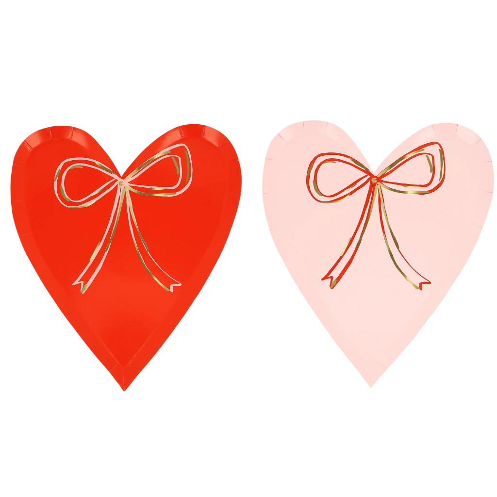 Heart With Bow Plates Bonjour Fete Party Supplies Valentine's Day Party Supplies