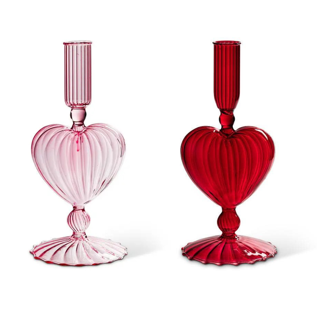HEART TAPER CANDLE HOLDER Abbott Valentine's Day Decor HEART TAPER CANDLE HOLDER Bonjour Fete - Party Supplies